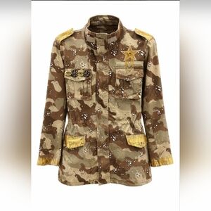 Embellished Camouflage Utility Jacket - Brown. Firm on Price.